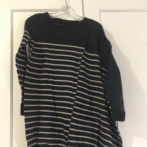 ALL SAINTS SAGO DRESS- GREY / IVORY STRIPE COTTON